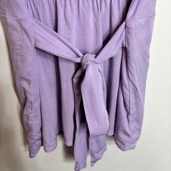 Heatherly Women’s 2X Purple Button-Down Top Tie Back Short Flutter Sleeves Mauve - Picture 8 of 11